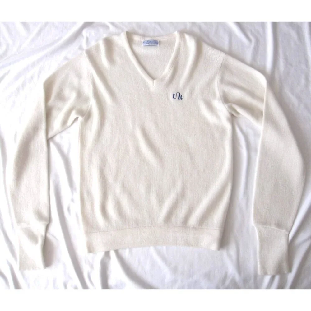 Vtg Kimberton UR Sweater Men V Neck Cottagecore Preppy Minimalist Sz L(MT921)USA